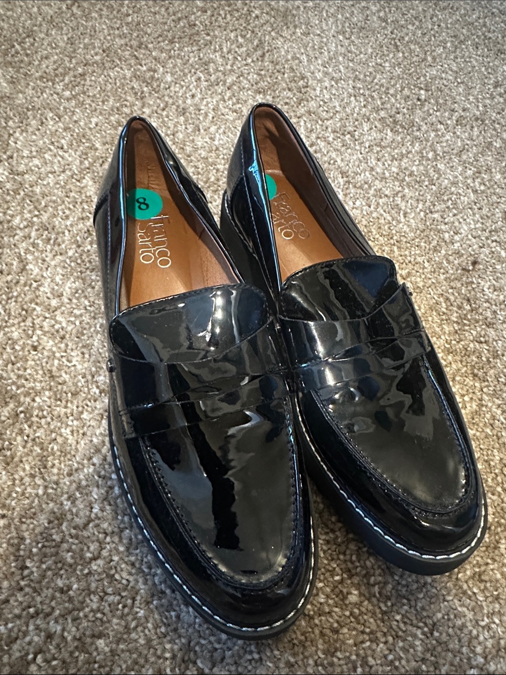 Franco Sarto Black Patent Penny Loafers